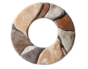 Sticker - abstract circle element shape with stone texture on a white isolated background. generative ai.