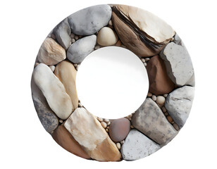 Sticker - abstract circle element shape with stone texture on a white isolated background. generative ai.