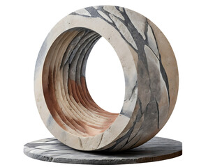 Sticker - abstract circle element shape with stone texture on a white isolated background. generative ai.