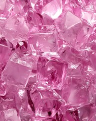 Sticker -  Close-up of pink ice cubes background