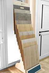 Wall Mural - Many different samples of wooden flooring in store