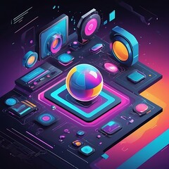 Dynamic modern technology animation background, background of cyber cyberspace technology web futuristic background, worldwide technology concept