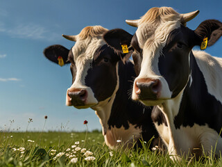 Holsteins grazing in the pasture