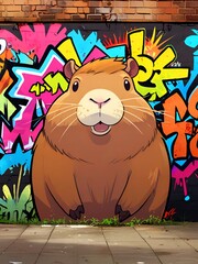 Sticker - Graffiti Art of a Smiling Capybara