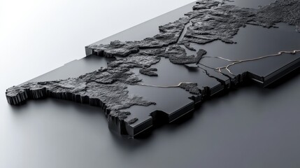 Canvas Print - A minimalist black-and-white state map of Florida showing major roads and coastlines