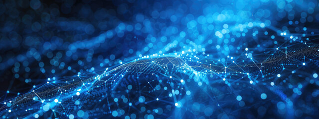 Wall Mural - Technology Particle Digital Blue Abstract Background for Futuristic Design