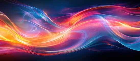 Wall Mural - Abstract Colorful Light Waves on Dark Background - Vibrant and Dynamic Digital Art for Modern Design Projects