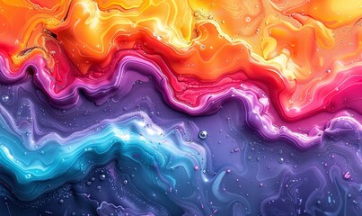 A psychedelic-style background with rainbow-colored patterns and colorful liquid effects.