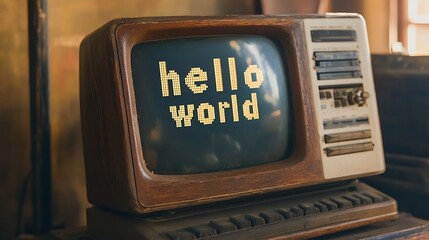 old computer on desk 