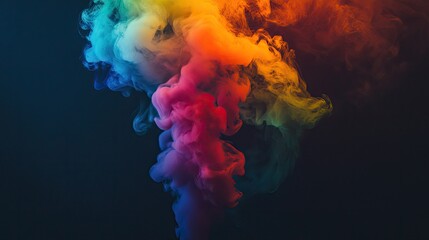 Wall Mural - A smoke bomb releasing a plume of intense, vibrant color, filling the air with swirling smoke in a dynamic, eye-catching display.