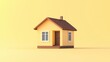 © Pricha.RT - A 3D tiny home with a brown roof on a pastel yellow background, with a clean design.