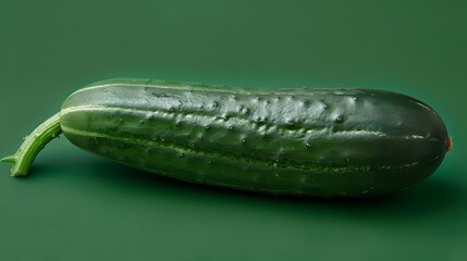 Fresh and crisp cucumber isolated on a green background, perfect for showcasing organic produce and healthy eating concepts.