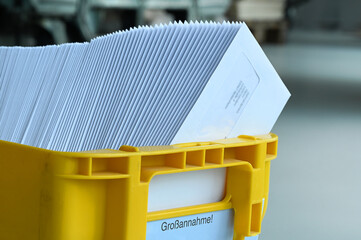 mailbox with letter mailing sorted by zip code for delivery and postage optimization when sending ma