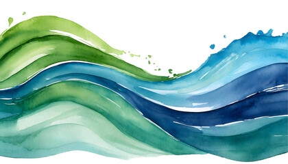 Sticker - blue and green wave on a isolated on white background. generative ai.