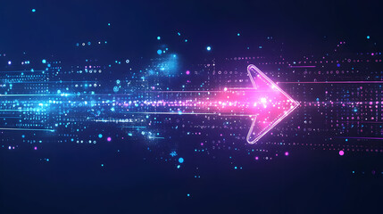 Wall Mural - Dynamic arrow graphic with vibrant colors and light trails, symbolizing movement, direction, and digital innovation.