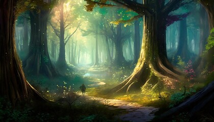 Wall Mural - green forest 