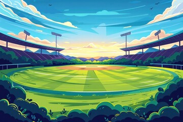 Baseball Stadium at Sunset