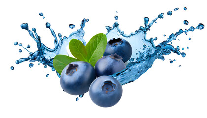 Blueberry berry Splash on a white isolated background. Generative AI.