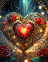 Wall Mural - red heart