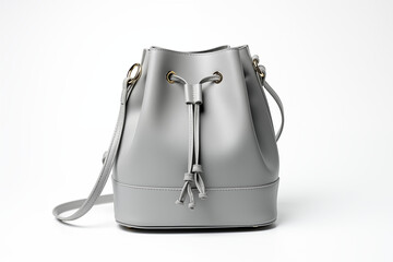 Ash Gray Colors bucket bag on a white isolated background