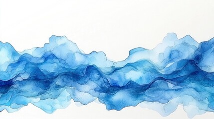 Canvas Print - Abstract Blue Watercolor Landscape