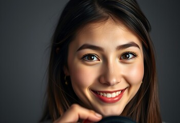 Wall Mural - Charming Portrait of a Young Happy Woman Isolated on Transparent Background