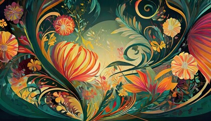 Poster - abstract floral background