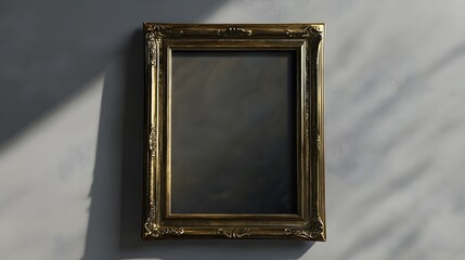 Mockup of a mystical painting in need of a character in an old gilded frame on a gray background