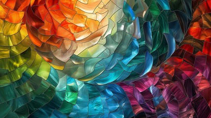 Wall Mural - a vibrant mosaic of swirling colors blending into each other with a glass-like texture, creating an 