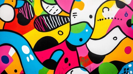 Wall Mural - Abstract colorful shapes and patterns on a white background.