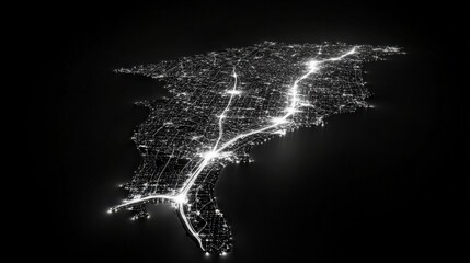 Wall Mural - A minimalist black-and-white state map of Florida showing major roads and coastlines