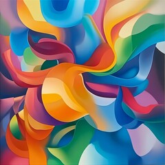 Poster - Abstract painting with vibrant colors and flowing shapes.