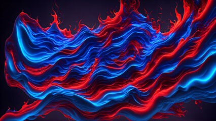 Electric blue and neon red flames background 3d wallpaper