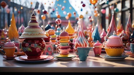 Canvas Print - a table with colorful objects. 