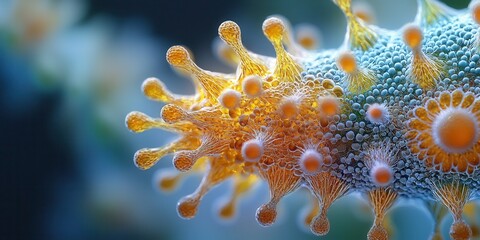 Wall Mural - render a 3d microscopic scene of a pollen grain