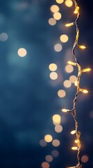 Wall Mural - holiday illumination and decoration concept - christmas garland bokeh lights over dark blue background