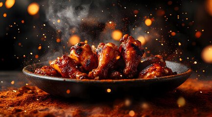 Deliciously smoked chicken wings served on a plate with spices, perfect for gatherings and food lovers.