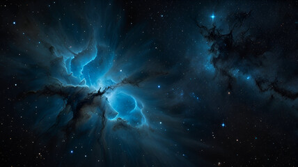 the eerie glow of a blue nebula against the backdrop of countless stars. background