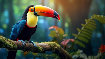 A photo of a colorful toucan