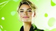 © Oksana Smyshliaeva - Vibrant Modern Woman Portrait on Green Abstract Background