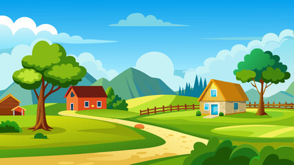 Wall Mural - wonderful a beautiful rural setting vector illustration