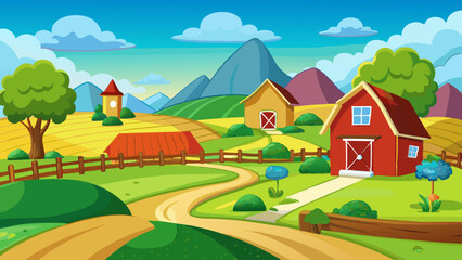 Wall Mural - wonderful a beautiful rural setting vector illustration