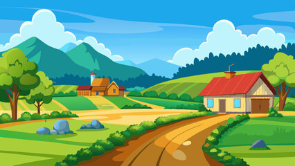 Wall Mural - wonderful a beautiful rural setting vector illustration