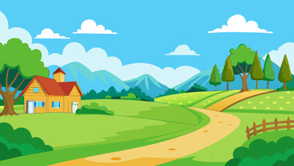 Wall Mural - wonderful a beautiful rural setting vector illustration