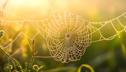 spider web with dew drops