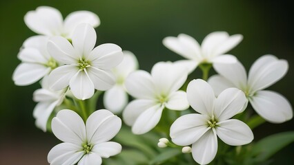 Wall Mural - a cluster of white flowers on a stalk with a black background in the background