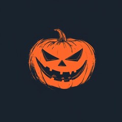 Poster - Hand drawn scary Halloween pumpkin illustration on dark background.