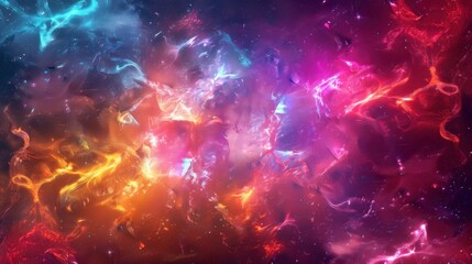 Wall Mural - vibrant cosmic dance: abstract colorful nebula background