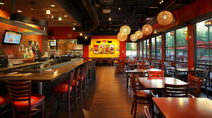 Modern Restaurant Interior with Wooden Floors and Booths