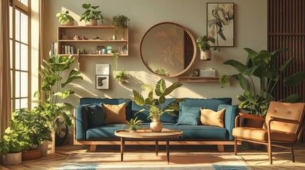 Poster - living room with a sofa